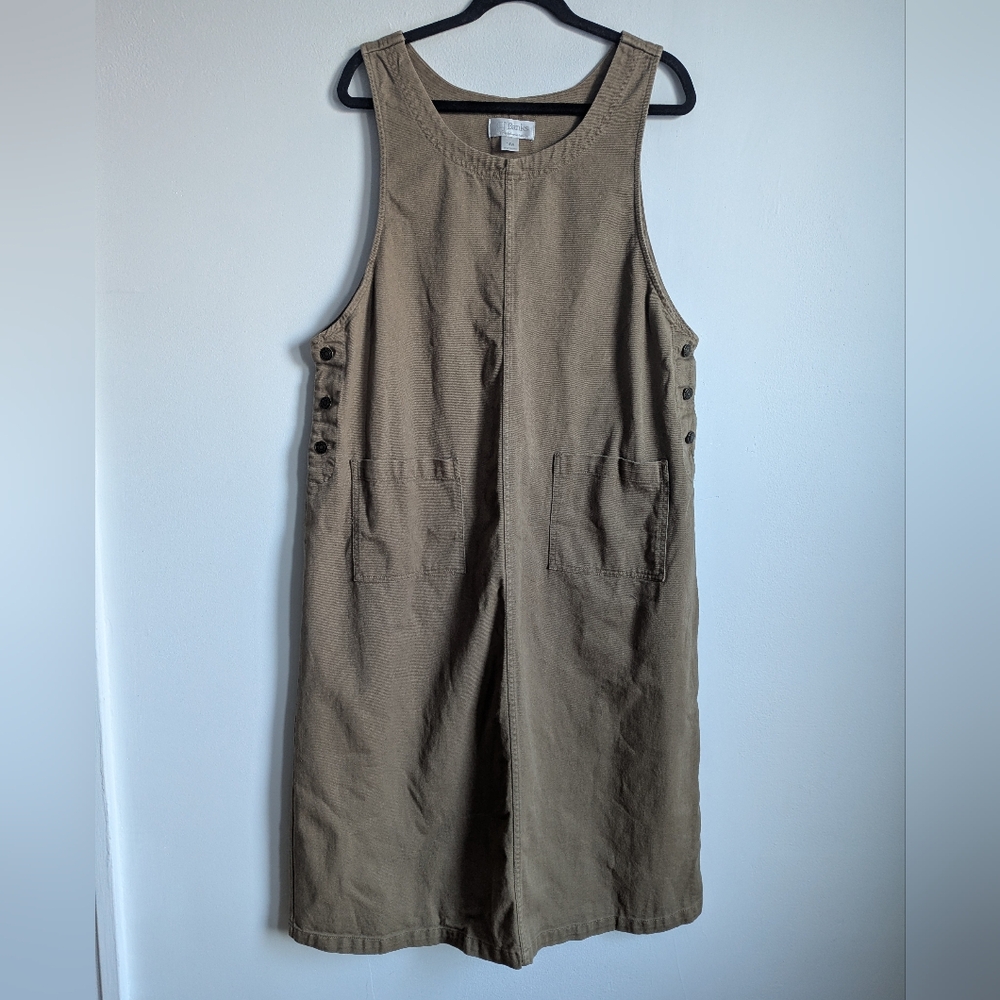 Y2K CJ Banks Khaki Overall Jumper Dress Maxi Size 14W Plus Teacher Modest
